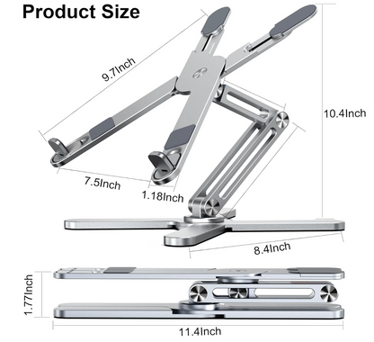 Ergonomic 360° Rotating Aluminum Laptop Riser