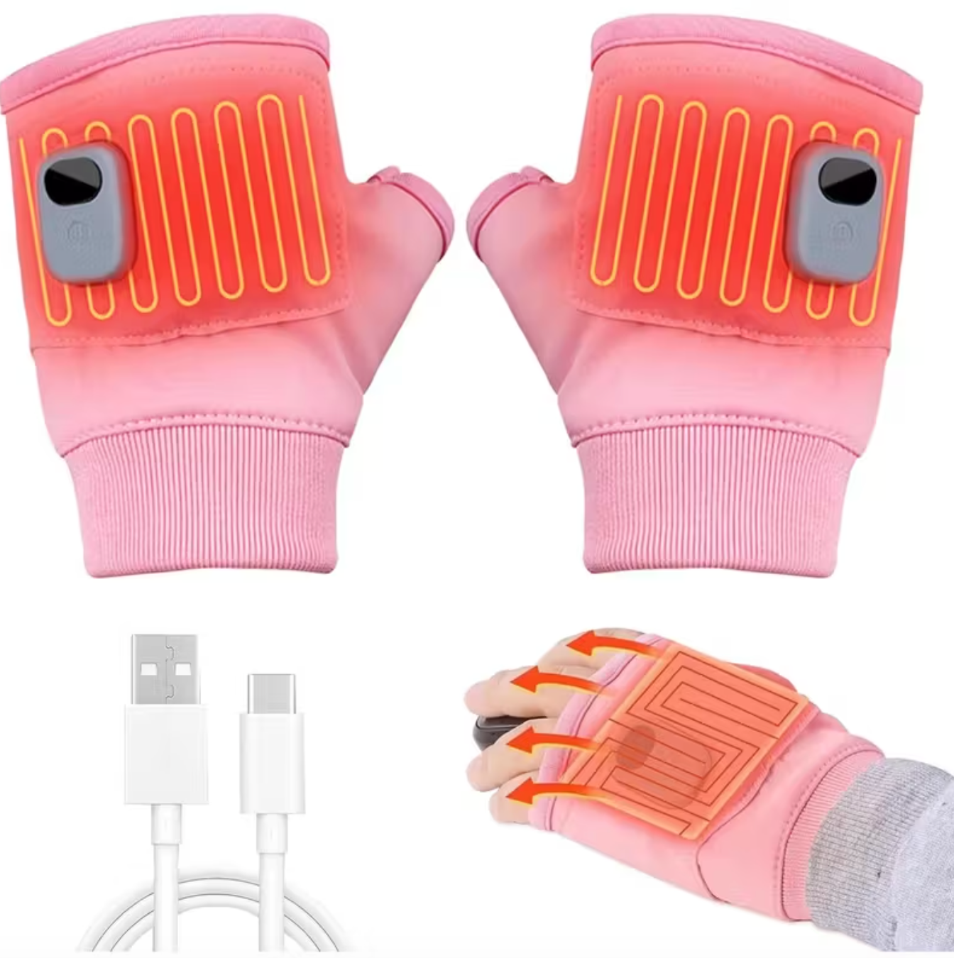 Rechargeable Heated Fingerless Gloves