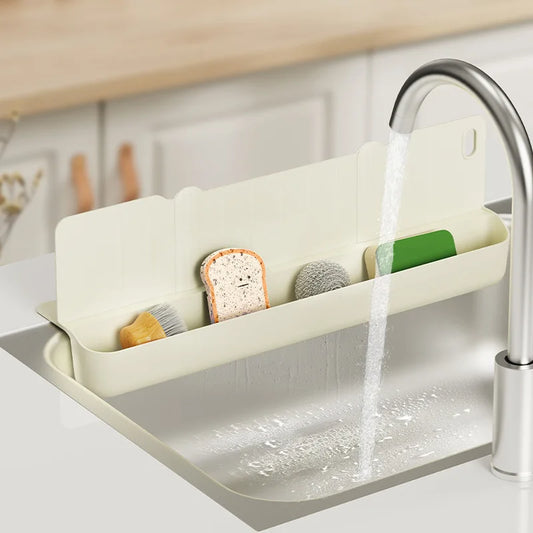 2-in-1 Kitchen Sink Organizer: Splash Guard & Countertop Storage Rack