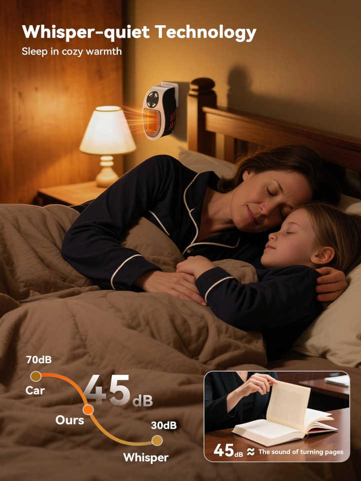 Portable Wall Mounted Heater with Adjustable Temperature & Timer Control