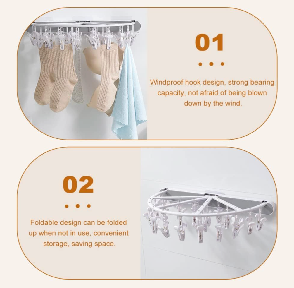 Wall Mounted Retractable Clothes Hangers Rack