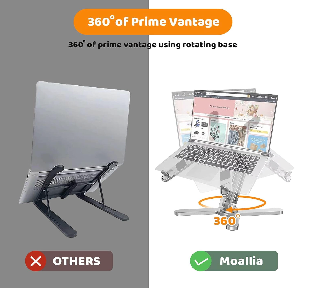 Ergonomic 360° Rotating Aluminum Laptop Riser